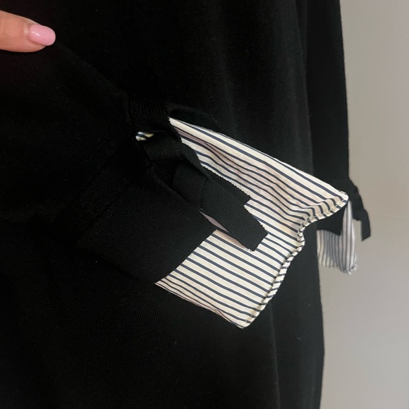 LOFT Black Sheath Dress with Cuffed Long Sleeves - Picture 3 of 3